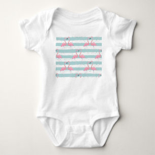 Exotic Flamingo Striped Background Pattern Baby Bodysuit