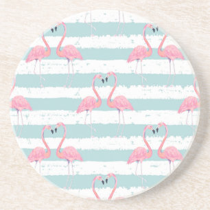 Exotic Flamingo Striped Background Pattern Coaster