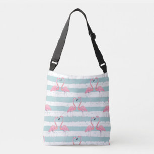 Exotic Flamingo Striped Background Pattern Crossbody Bag
