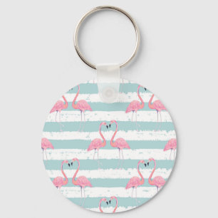 Exotic Flamingo Striped Background Pattern Keychain
