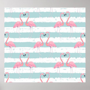 Exotic Flamingo Striped Background Pattern Poster