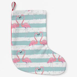 Exotic Flamingo Striped Background Pattern Small Christmas Stocking