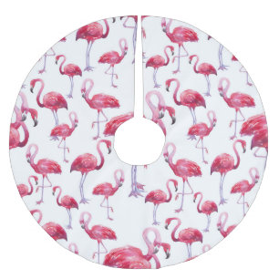 Exotic Flamingo Watercolor Bird Brushed Polyester Tree Skirt