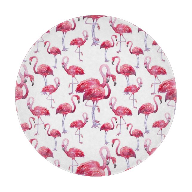 Exotic Flamingo Watercolor Bird Cutting Board (Front)