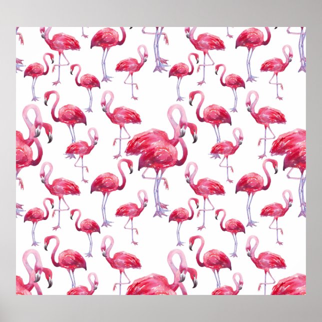 Exotic Flamingo Watercolor Bird Poster (Front)