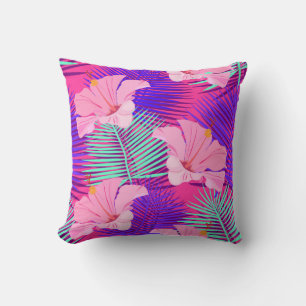 Exotic Flamingos: Tropical Pink Vintage. Throw Pillow