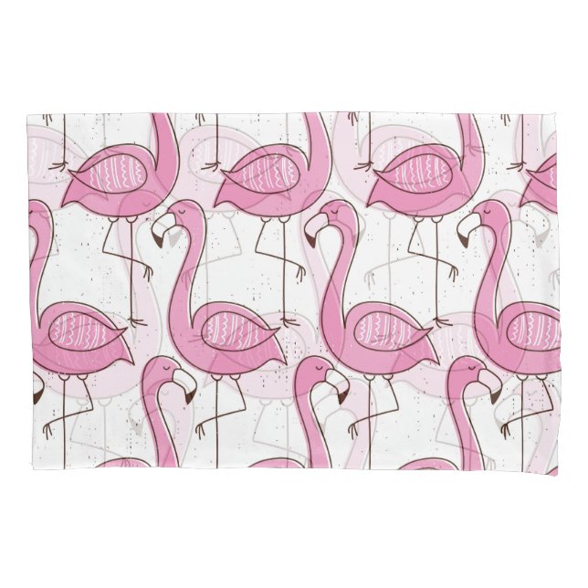 Exotic flamingos, vintage seamless design. pillowcase (Front)