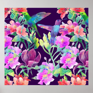 Exotic Flora and Fauna: Seamless Pattern Poster