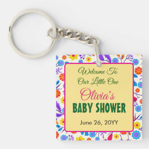 Exotic Floral Baby Shower Template-23146 Keychain