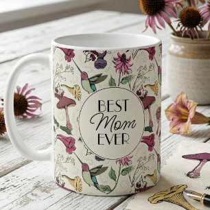 Exotic Floral Best Mom Ever Hummingbird Coffee Mug