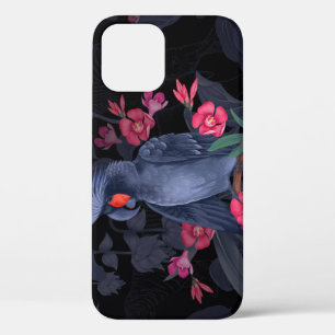 Exotic Floral Black Parrot: Tropical Nature iPhone 12 Case