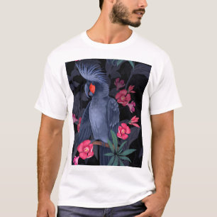 Exotic Floral Black Parrot: Tropical Nature T-Shirt