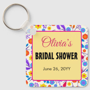 Exotic Floral Bridal Shower Template-23146 Keychain