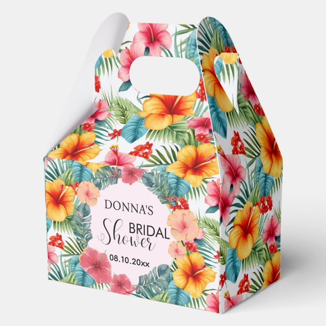 Exotic Floral Hawaiian Bridal Shower Favor Box (Front)