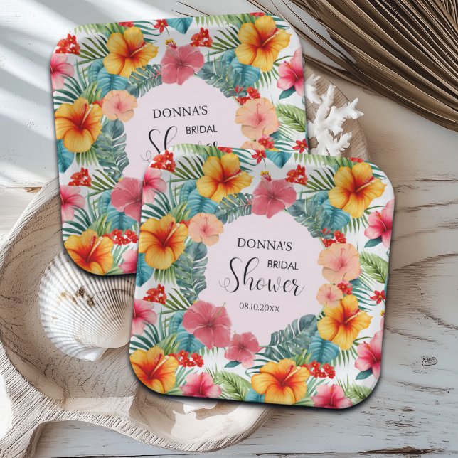 Exotic Floral Hawaiian Bridal Shower Paper Plate (Creator Uploaded)