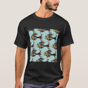 Exotic Floral Multicolor Fishes Seamless Pattern O T-Shirt