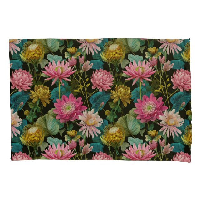 Exotic Floral Pattern BOHO Chic Tropical Foliage  Pillowcase (Front)