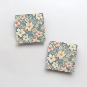 Exotic Floral Pattern Elegant Tropical Palm Leaves Stone Coaster