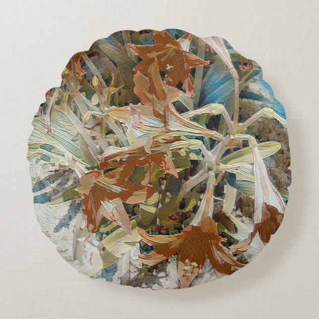 Exotic Floral Round Pillow (Front)