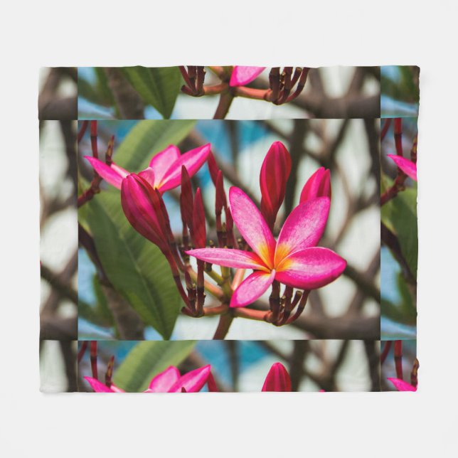 Exotic flower background plumeria blooms fleece blanket (Front (Horizontal))