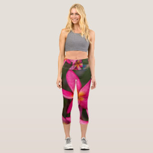 Exotic flower background plumeria invitation capri leggings