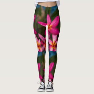 Exotic flower background plumeria invitation leggings