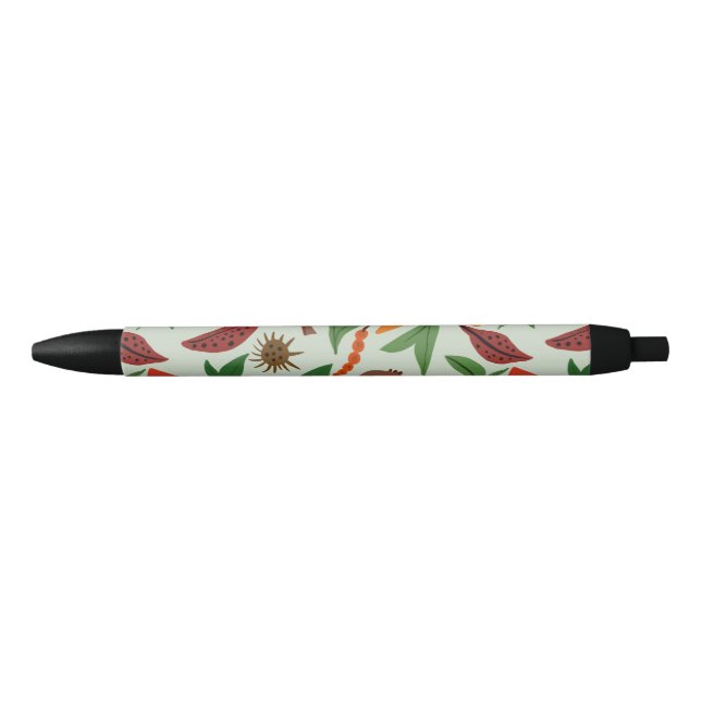 Exotic flower pattern  black ink pen (Front)