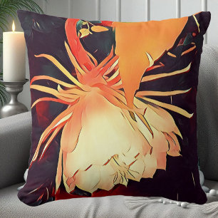 Exotic Flower White Bramha Lotus Floral Spiritual Throw Pillow