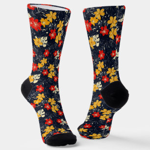 Exotic Flowers Floral Pattern Socks