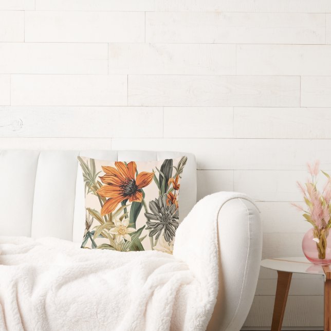 Exotic Flowers for Seasonal Home Decor Throw Pillow (Couch)