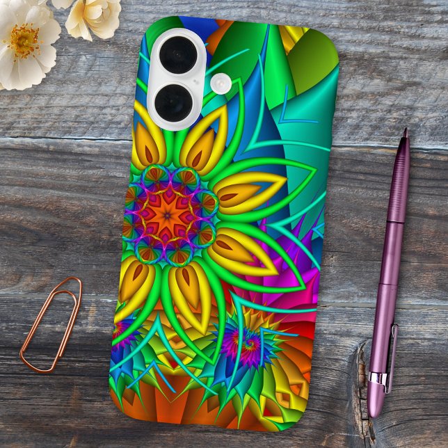 Exotic Flowers iPhone 5 Case (Exotic fractal phone case featuring an original artistic design with colorful flowers.)