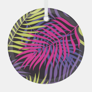 Exotic Flowers: Jungle Pattern Escape Glass Ornament