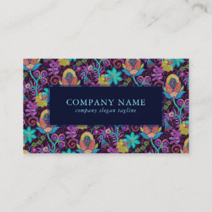 Exotic Flowers Pattern Glass-beads Texture Business Card