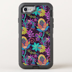 Exotic Flowers Pattern Glass Beads Texture Print OtterBox Defender iPhone 8/7 Case