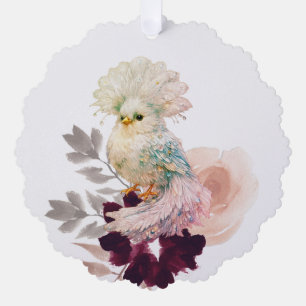 Exotic Fluffy Iridescent Fantasy Bird of Paradise Ornament Card