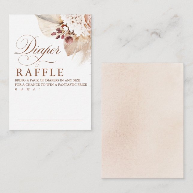 Exotic Foliage Baby Shower Diaper Raffle Ticket Enclosure Card (Front/Back)