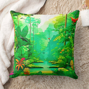 Exotic Forest Design Throw Pillow