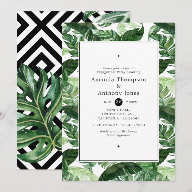 Exotic Forest Engagement Party Invitation (Front/Back)