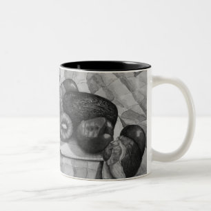 exotic fruit black and white still life painting Two-Tone coffee mug