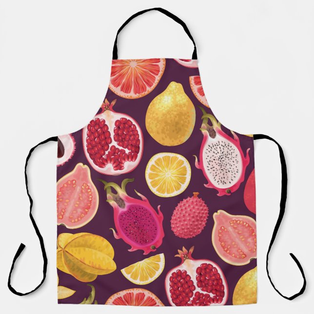 Exotic fruit: colourful seamless pattern apron (Front)