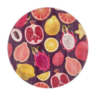 Exotic fruit: colourful seamless pattern cutting board