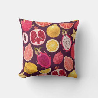 Exotic fruit: colourful seamless pattern throw pillow