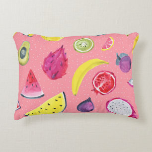 Exotic Fruit: Tropical Hand-Drawn Pattern Accent Pillow