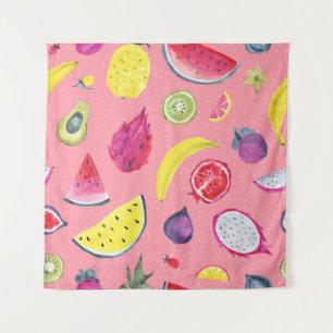 Exotic Fruit: Tropical Hand-Drawn Pattern Tapestry