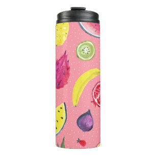 Exotic Fruit: Tropical Hand-Drawn Pattern Thermal Tumbler