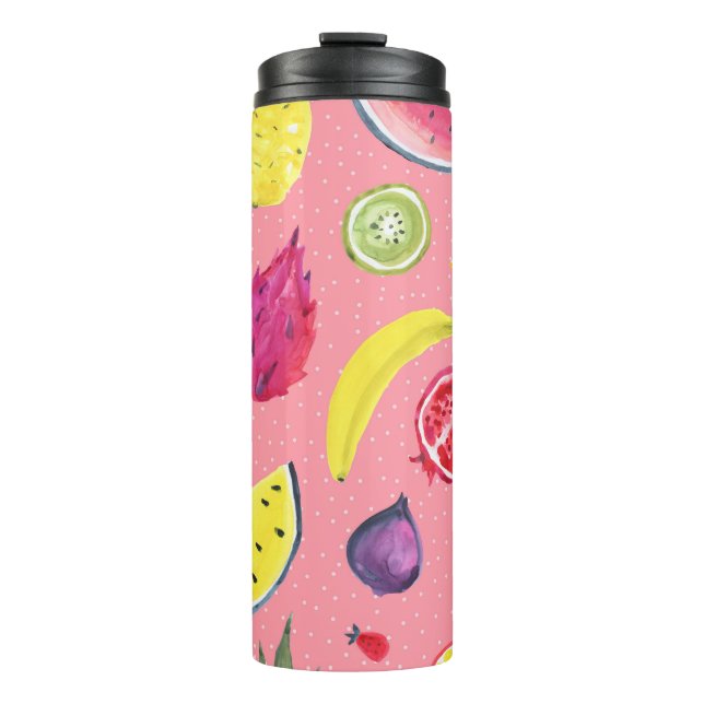 Exotic Fruit: Tropical Hand-Drawn Pattern Thermal Tumbler (Front)