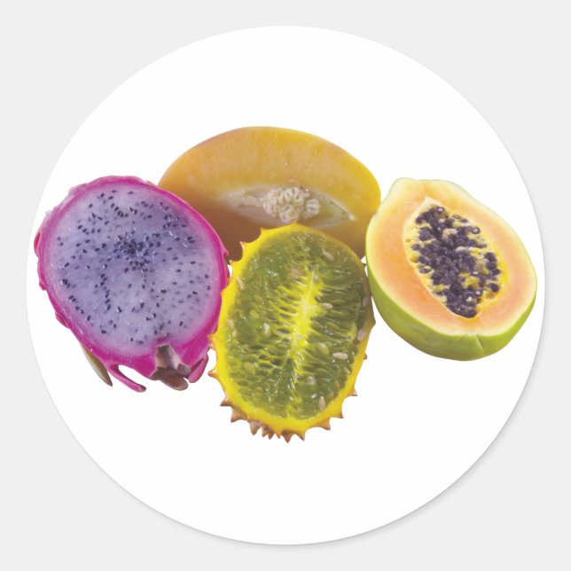 Exotic Fruits Classic Round Sticker (Front)