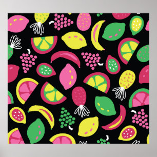 Exotic Fruits: Colourful Seamless Pattern Poster