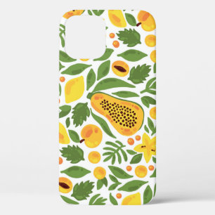 Exotic Fruits Ensemble: Papaya, Lemon, Mango iPhone 12 Case