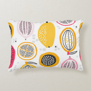 Exotic Fruits Hand-Drawn: Vintage Summer Accent Pillow